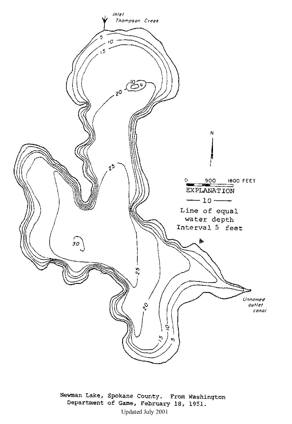 Old Newman Lake depth map