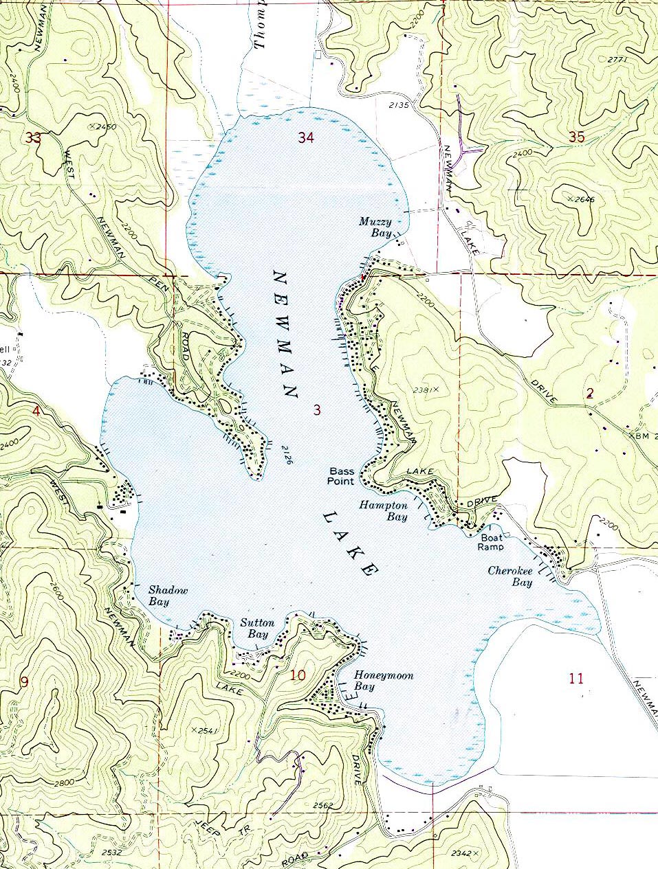 Old Newman Lake topographic map